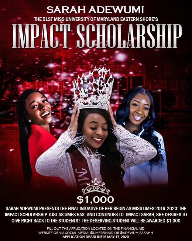 umes_reslife's tweet photo. As her reign comes to a end, Sarah Adewumi, the 51st Miss University of Maryland Eastern Shore is partnering with @umesfinaid to award a student the Impact Scholarship. Please apply on https://t.co/Vt7DRFjHBd! #UMES #UMES21 #UMES22 #UMES23 #UMES24 https://t.co/DT4elg6bh8