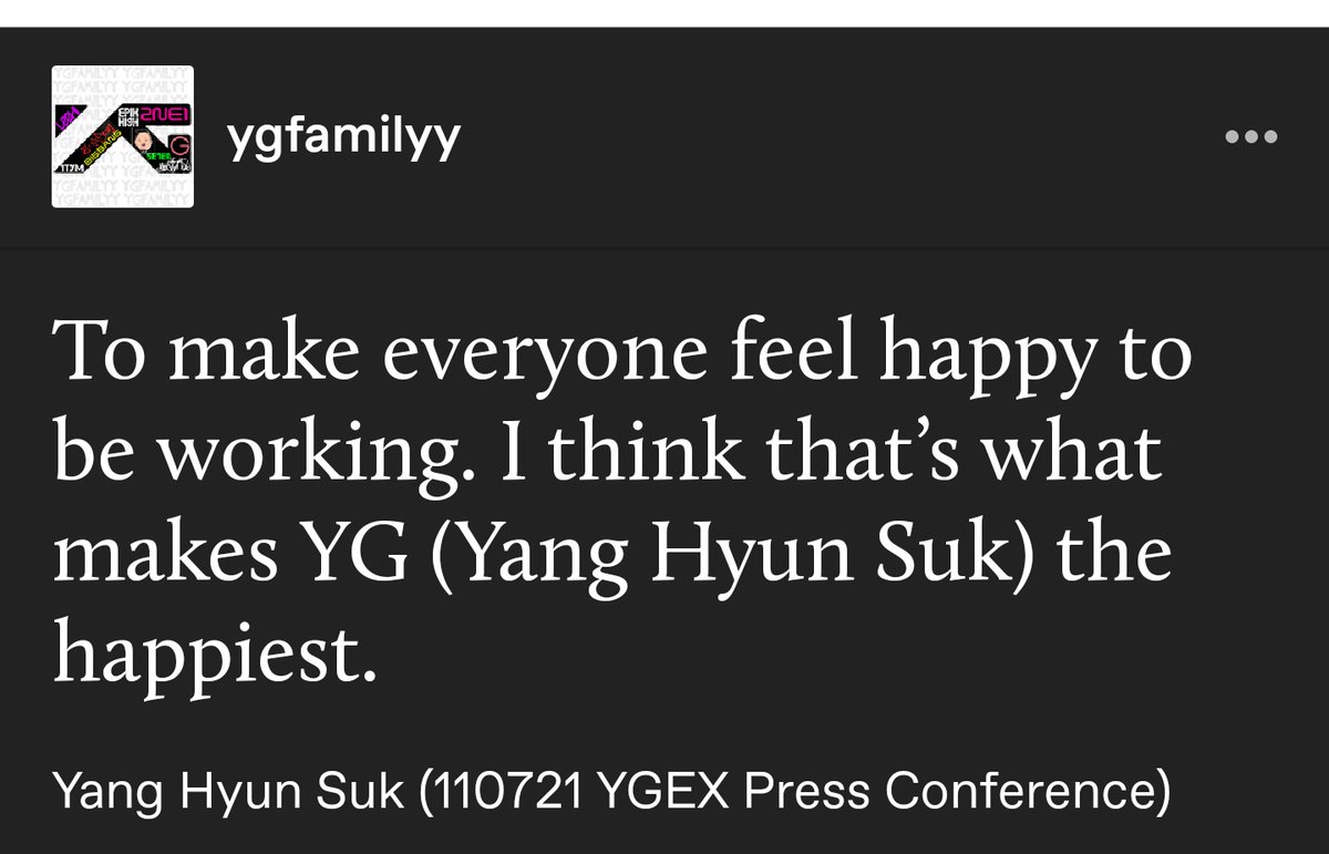 YHS quote when asked what he wants for YG
