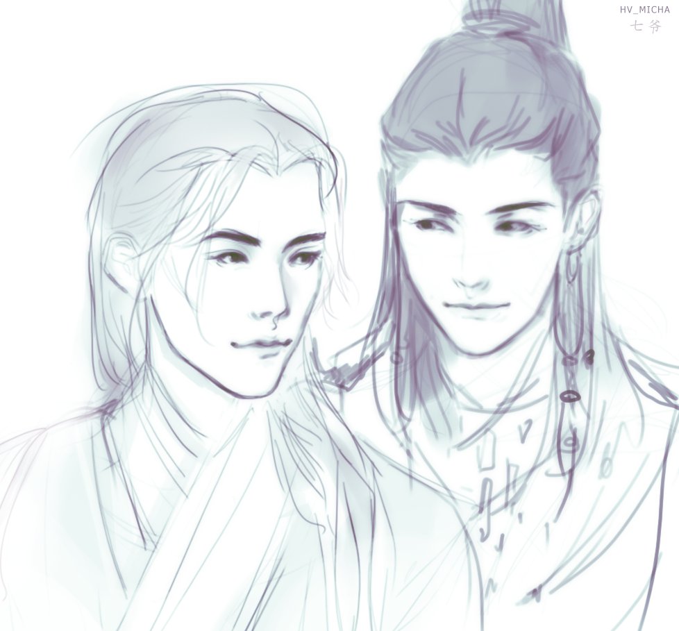 #七爷 #Lord_Seventh
I have finished reading QiYe, and I have the feeling, that I am not a person anymore, but an open wound. Absolutely love and adore this novel ...

I have a habit of doing sketches while reading, so Jing Beiyuan and Wu Xi