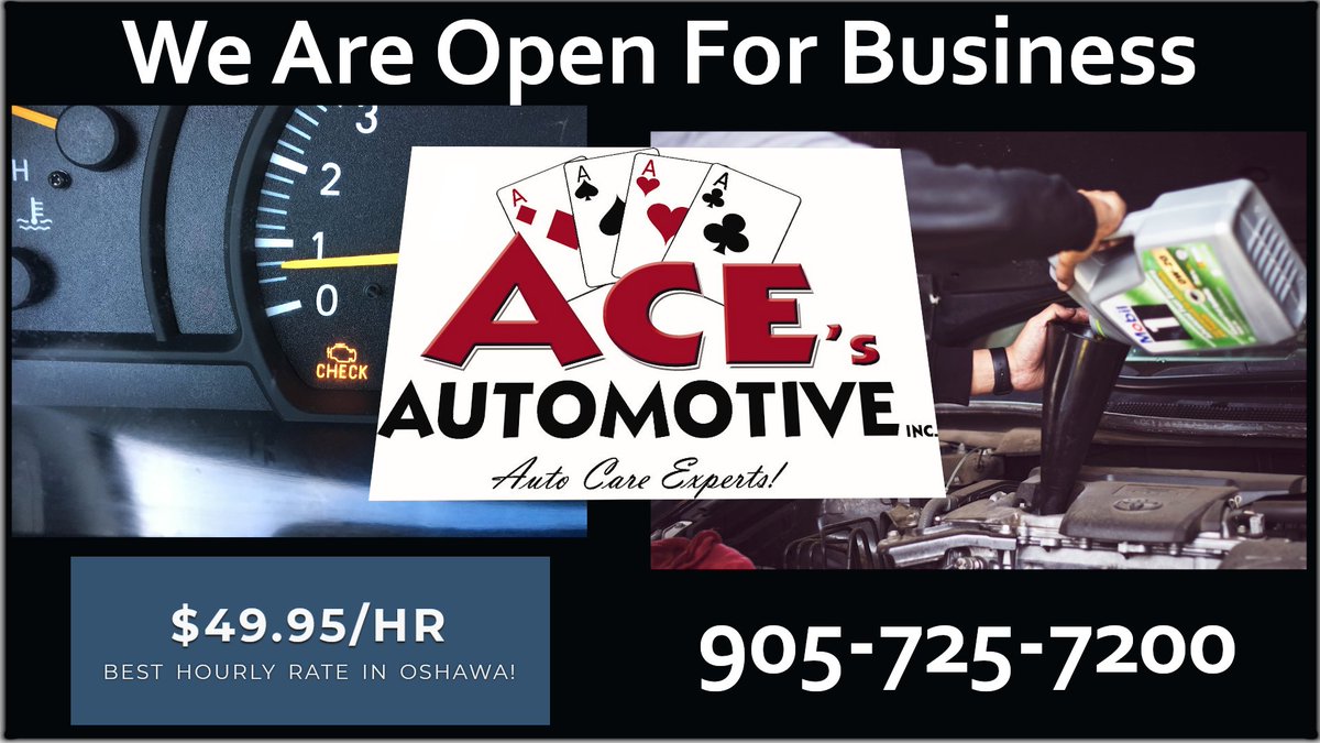 Changing your oil on a maintenance schedule helps to reduce fuel consumption, extend the life of your vehicle, lubricate the engine, cool vital components and eliminate particles and sludge.

Call 905-725-7200 to book or head to 331 Park Rd. S. Oshawa

acesautomotive.ca