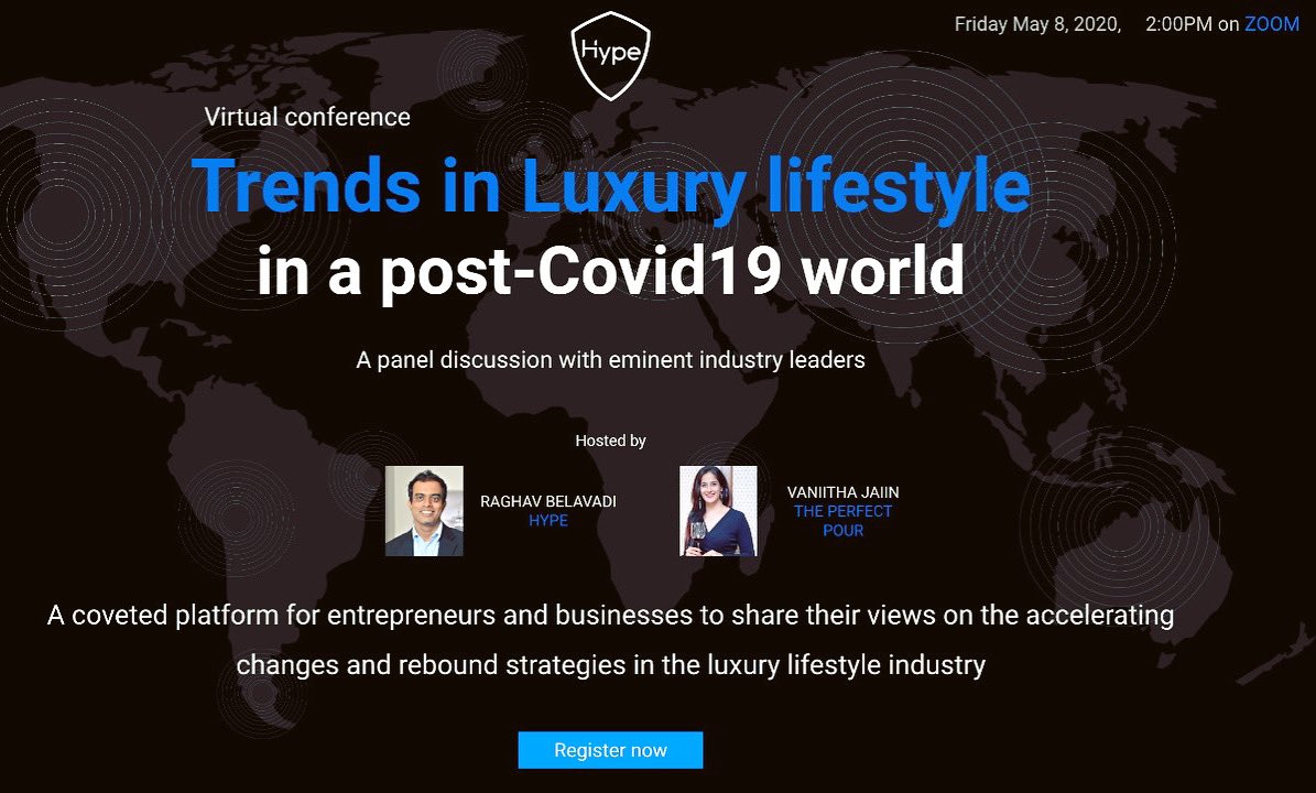 I am co-hosting the ’Trends in Luxury Lifestyle industry in a Post Covid-19 world’ presented by Hype Luxury Mobility this Friday,8th May, at 2.00 PM on Zoom.REGISTRATION LINK BELOW
lnkd.in/gFwitYt
Do join in for the insightful of the panel discussion &amp; to ask ur questions