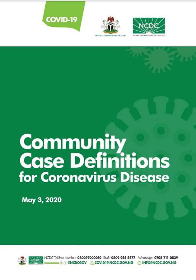 Iphoau's tweet photo. 1/3 Due to observed community transmission in parts of the country, a new case definition has been published for #COVID19 in Nigeria https://t.co/DBojrGVxgC