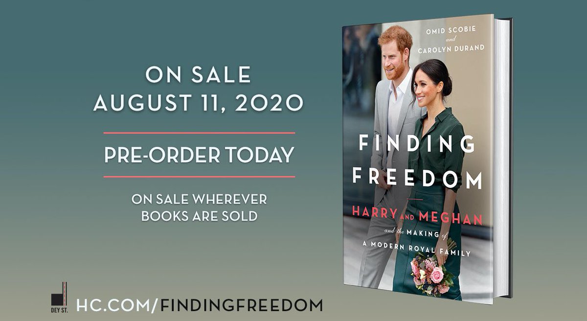 Excited to announce that  #FindingFreedom, a biography written by myself and  @CarolynDurand, will be available worldwide in August.For the first time, go beyond the headlines and discover the true story of Prince Harry and Meghan, The Duchess of Sussex. http://HC.com/FindingFreedom 