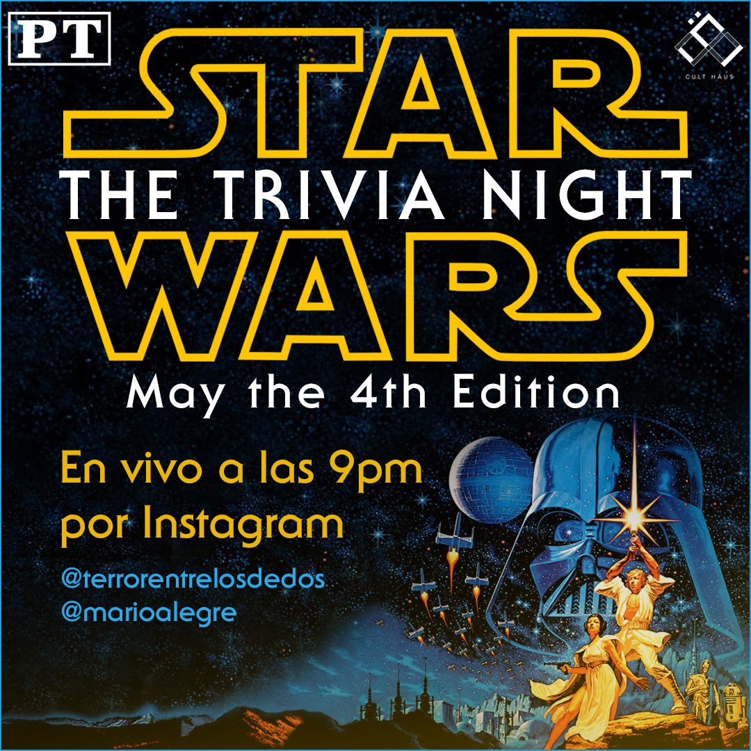 TerrorPodPR's tweet photo. Después del horror de Rise of Skywalker, sentimos que podemos participar de #MayThe4th 
Star Wars Trivia. En vivo en Instagram esta noche a las 9pm junto a @MarioAlegre https://t.co/QhfnddOOy6