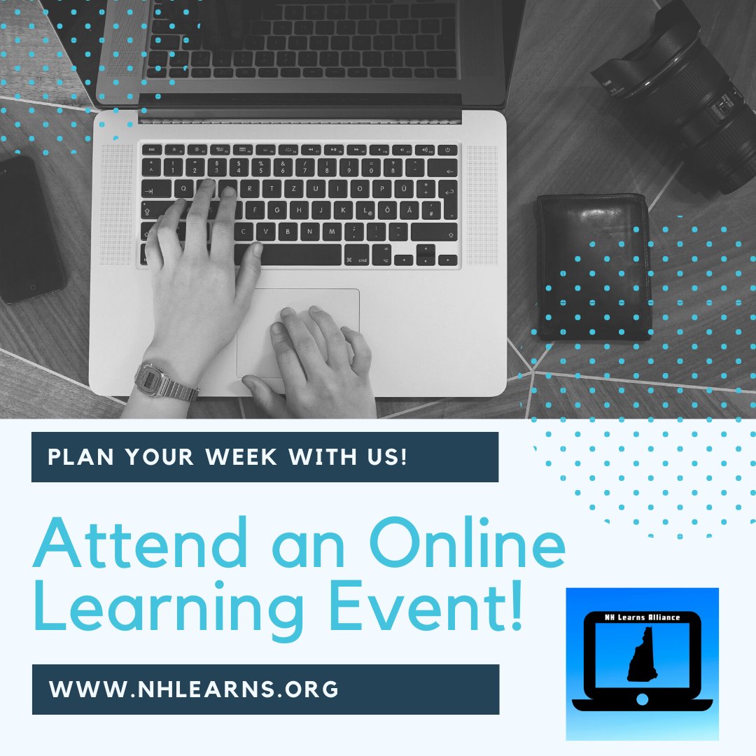 NHLearnAlliance's tweet photo. Do you need some online PD opportunities? Look no further! The #NHLearnsAlliance website has a calendar of events waiting for you! https://t.co/vok0mPEuMI #nheducators #NHed #NHSAA #NHSLMA #NHASP #NHSTE #NHCTO #NHASCD #CAST #NHDoE #NEANH #NCDE #NHASEA #NHSBA #VLACS https://t.co/6OMa3qOK6j