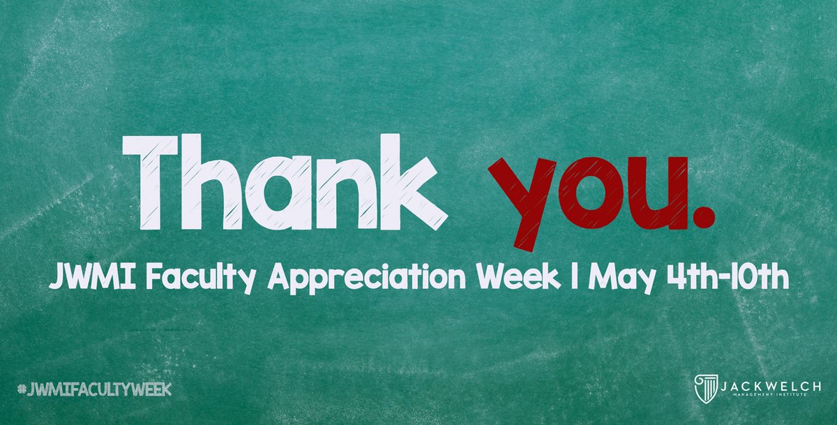 JackWelchMBA's tweet photo. This week we celebrate the JWMI Faculty who go above and BEYOND. Share your favorite memories by using #JWMIFacultyWeek. https://t.co/addNBeWabo