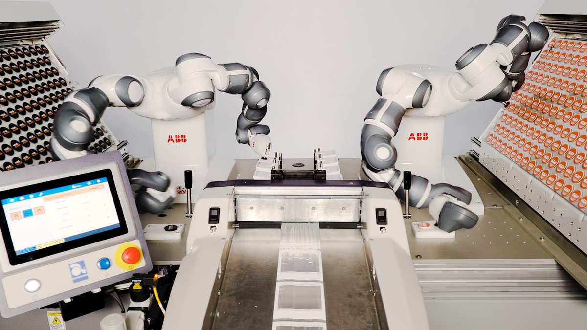 i_Automation's tweet photo. iClick utilizes dual-arm YuMiยฎ to upgrade PopGrips packaging line, from @ABBRobotics. #abb #popgrips #mvp #automation #robotics #industrialautomation #iautomation
https://t.co/XAtMcqo7bm https://t.co/1ArfeackvF