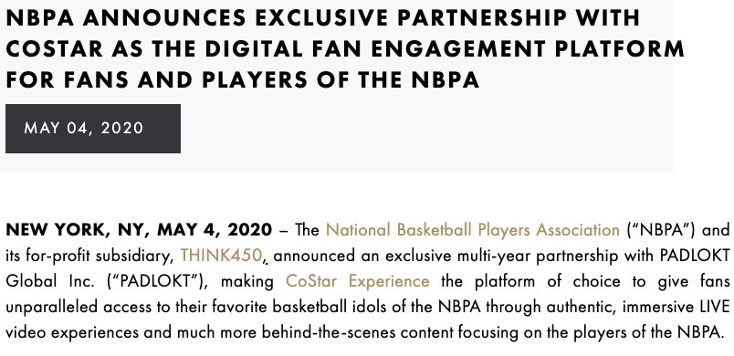 TheNBPA's tweet photo. The NBPA Announces Exclusive Partnership With Costar As The Digital Fan Engagement Platform For Fans And Players Of The NBPA.

Link to full press release here: https://t.co/vO0mmgtDXK https://t.co/hB9tCWUxbA