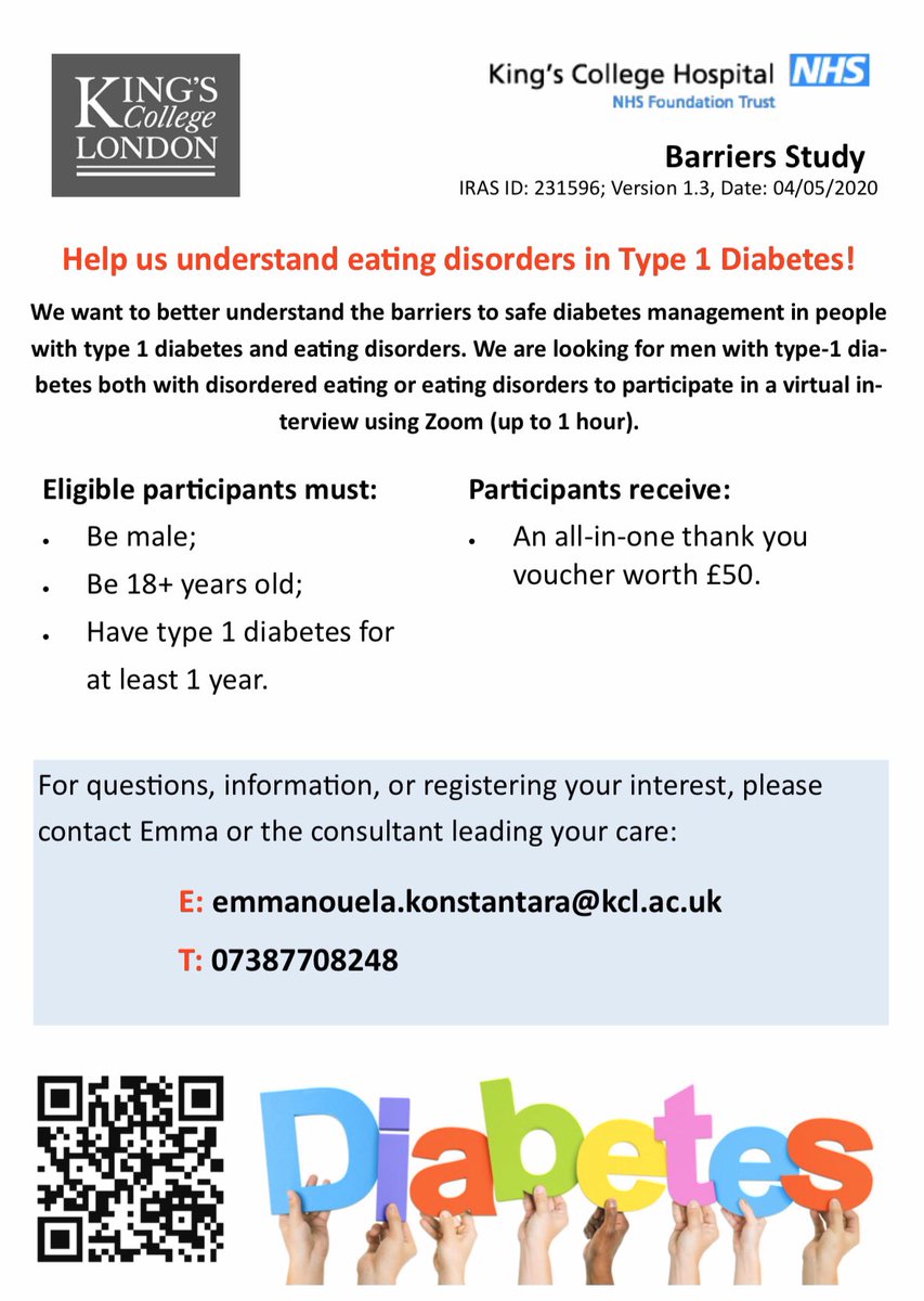 EmmaKonstantara's tweet photo. We’re looking for men with #type1diabetes to take part in #research about #T1D and #eatingdisorders. More info below! #EDDMT1 #gbdoc https://t.co/QNMEelRgkN