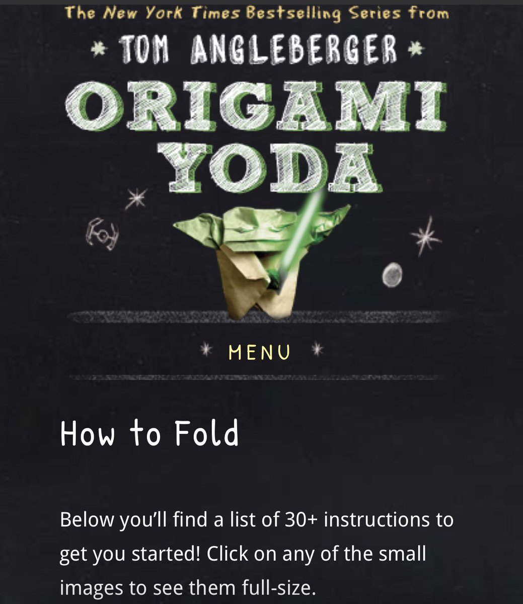 Happy #StarWarsDay2020! For #MayThe4thBeWithYou try some fun Oragami Yoda by Tom Angleberger: origamiyoda.com/how-to-fold/