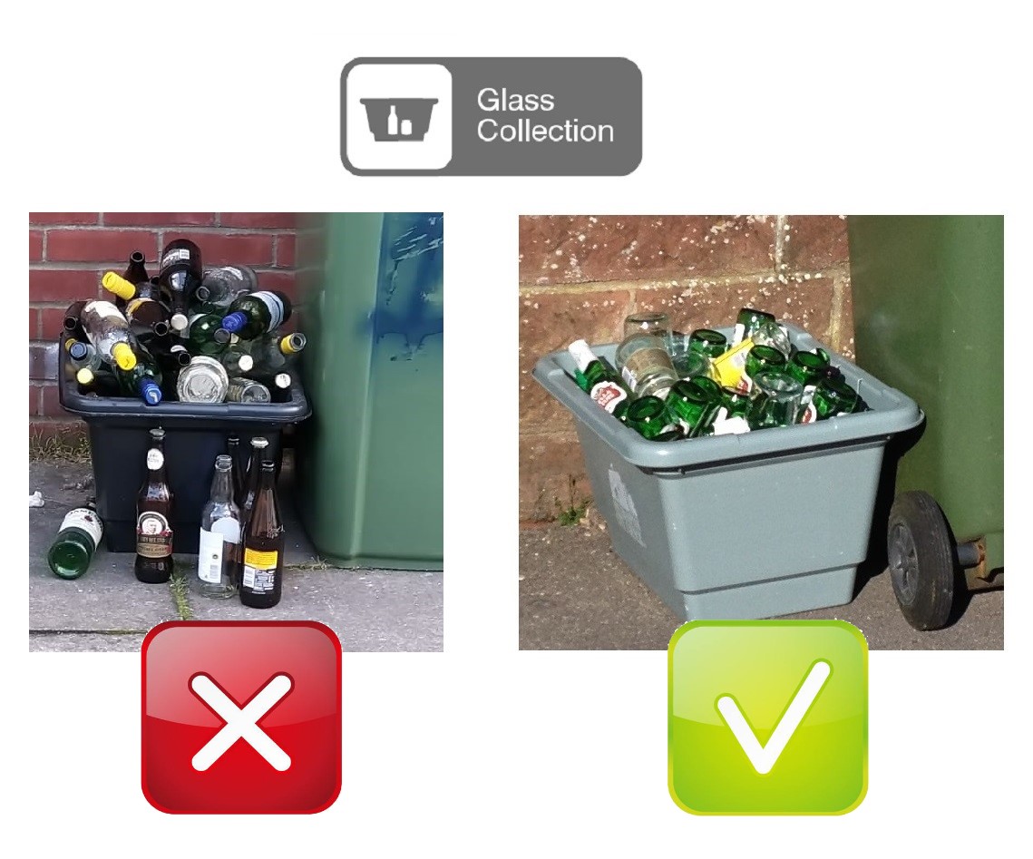 SouthamptonCC's tweet photo. The kerbside glass recycling collection schedule has restarted today. ✅♻️Please do not overload your bin or crate. Stagger the collection of any backlog over a few collection dates. It is not safe for operatives to collect glass items that are not stored in a bin or crate. https://t.co/mRGwliBrRX
