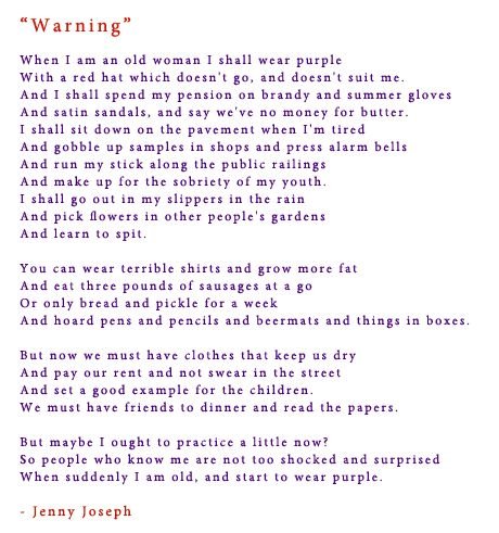 SeniorEnglishC1's tweet photo. Today's Poem of the Day is the delightfully bold "Warning" about an older woman deciding to live her life the way she wants. It's one to bear in mind when we next meet our older relatives!!! #literaryfun #practicalpoetry https://t.co/WgiY8P3W89