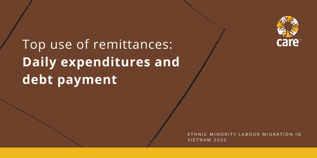 CareVietnam's tweet photo. Most people use the money their family members earn during their migration on everyday expenditures and paying debts.
Read more findings about ethnic minority labour migration in #Vietnam: https://t.co/meTZWNYG2n
#P4EM #IrishAid #LabourDay #MayDay
@IrishAid @irlembvietnam https://t.co/Fd3oiHehKn