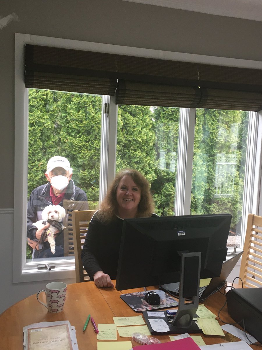 IMA_TaraBarker's tweet photo. I am sharing my photo and I want you to share yours! Your photo may become part of our Annual Meeting of Members in June. Use hashtag #IMAworksfromhome. This is my dad and Snowball visiting me during my work day. He has been known to crash a team Zoom meeting. ๐ https://t.co/0n9qBFPgf9