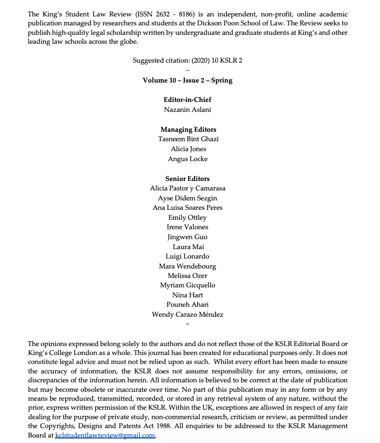 KCLSLR's tweet photo. The KSLR is pleased to announce that Volume 10, Issue 2 is now online! 
Read it here: https://t.co/1c1oLS6FV0 
#KSLR #legaltwitter @KCL_Law https://t.co/WydQ81VoKs
