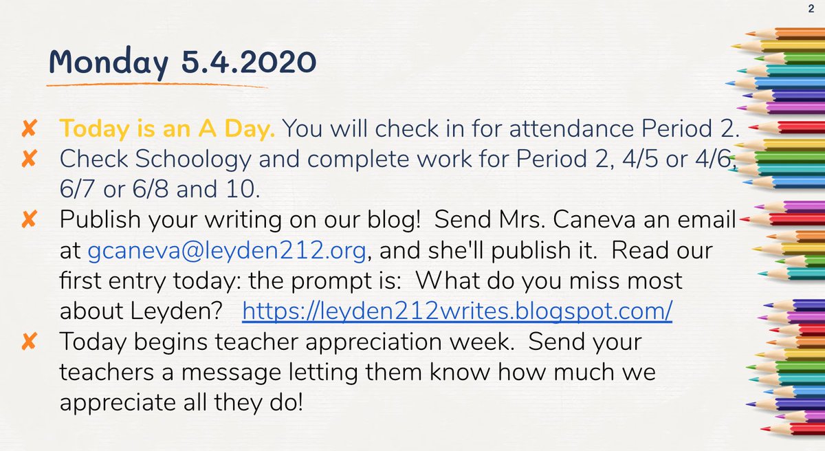 Morning #leydenpride! Today begins Teacher Appreciation Week!  Let your teachers know how much we appreciate all they do!