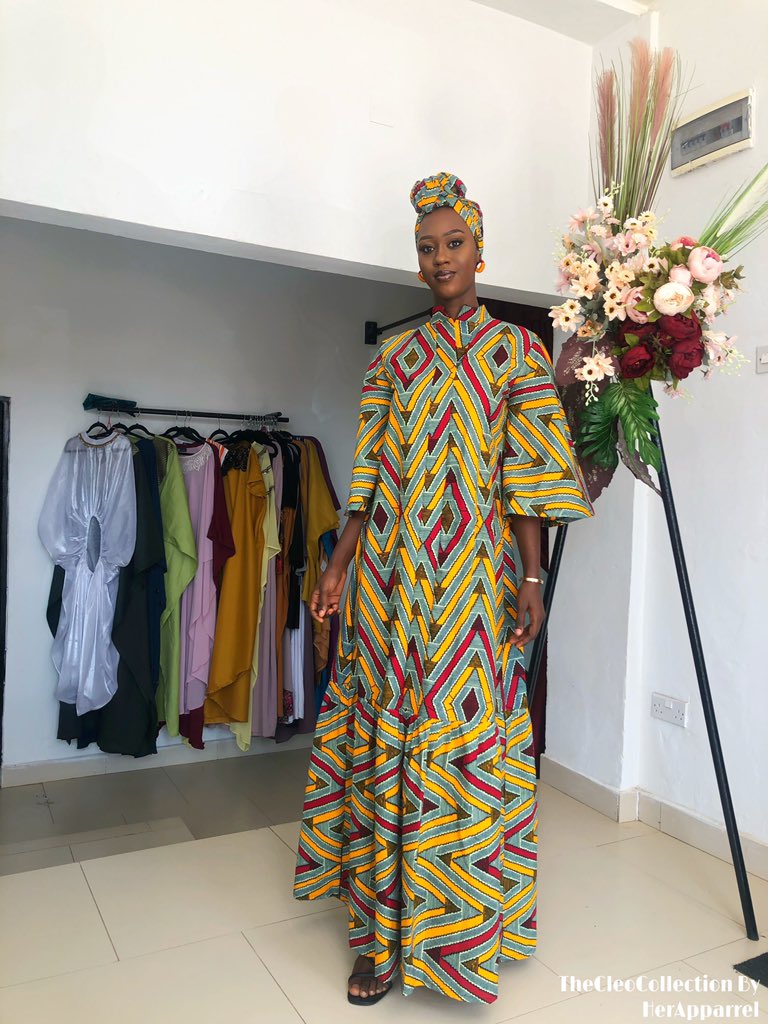 HerApparel_'s tweet photo. Meet IYSATOU, African print nicely cut to a beautiful dress with bottom ruffles

#TheCleoCollectionByHerApparel 
#GetWrappedUp #Hijab
#Modesty #gambianmade 
#ChooseHerApparel #capes #hijabstyle https://t.co/UFoisFKfEs