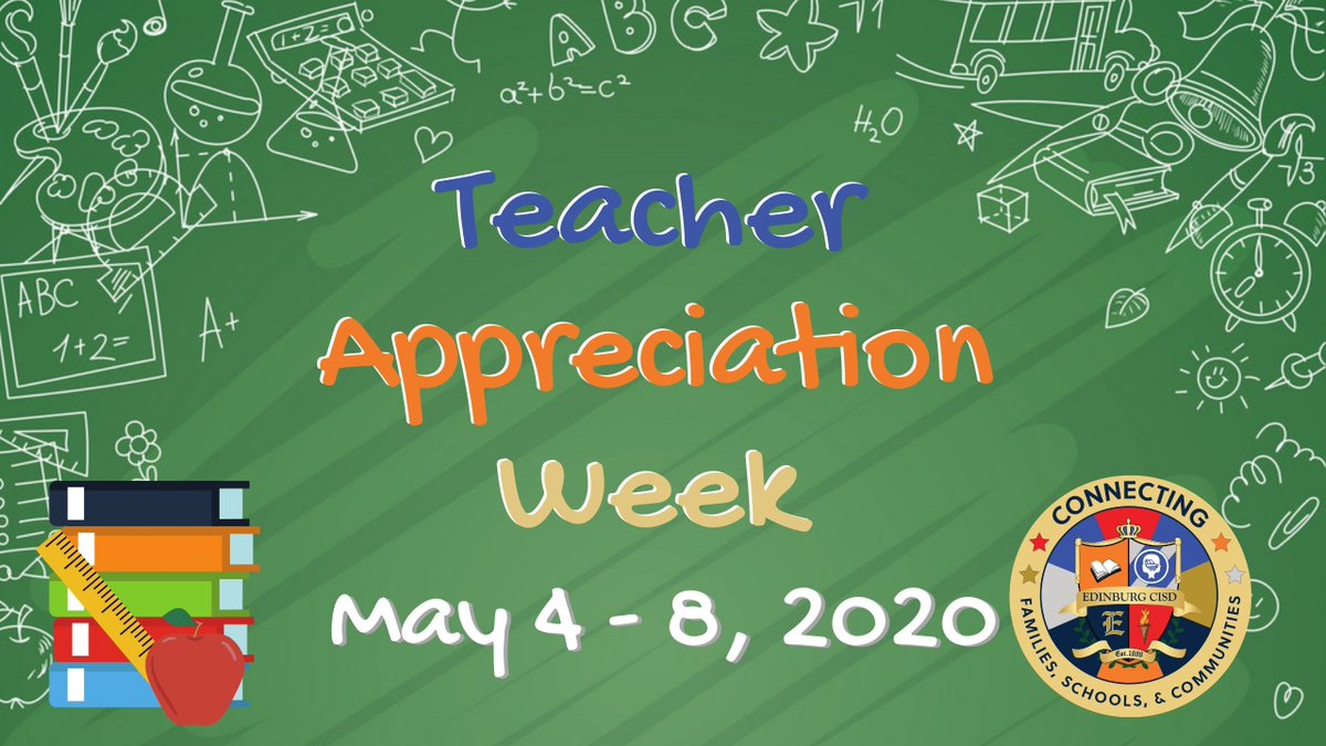 Edinburgcisd's tweet photo. Happy Teacher Appreciation Week! Thank you to our wonderful tech-savvy teachers who work hard to make sure their students succeed, especially now through our Distance Learning Program. 🍎🔬📓🖍📝📚💙
#ConnectwithECISD #EdinburgCISD #ECISD https://t.co/1dDhPNflZg