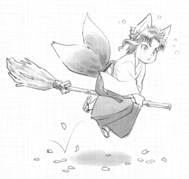 水墨画ブラシをDLしたので試し描き
年も妖力も未熟なのでしっぽが少ない狐院は、昨夜見た映画で13歳の少女が猫と修行に出たのに感銘を受けました

すみません、反転するのを忘れてたので貼りなおしました💦 
