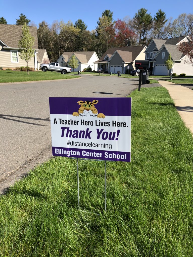 libraryatcenter's tweet photo. I went for a walk before I started my day and this was waiting in my yard when I got home!  I’m not crying—you’re crying!  The entire Center School community is incredible. Thank you @MikeVerderame #ellingcen https://t.co/HTCvAUO0UD