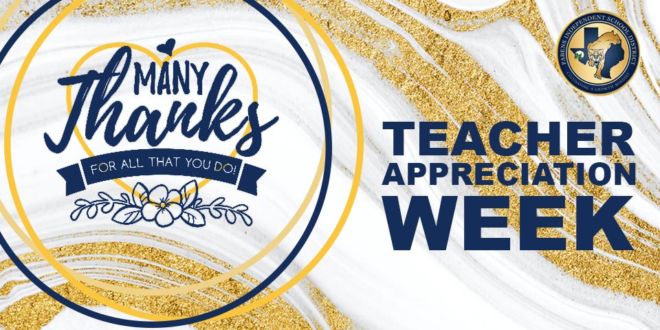 FabensISD's tweet photo. Teacher Appreciation Week. Thank you Fabens ISD teachers for all your hard work and dedication. https://t.co/OgR5WQmy4R