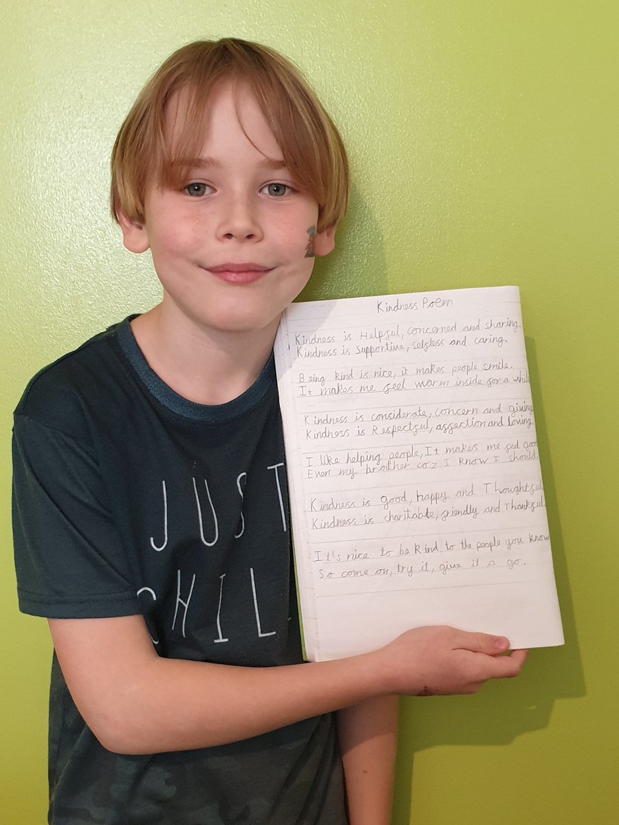 Lianne69039778's tweet photo. @LoosePrimary Josh G from #Emeraldclass has written his poem about Kindness, which he is super proud of. @Lianne69039778 @Stu78551788 https://t.co/u0NRSLfWoR