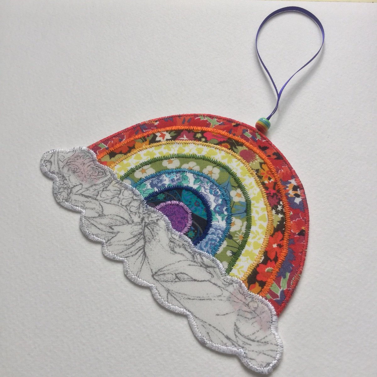 Excited to share this item from my #etsy shop: Liberty Print Rainbow hanging 17 by 12cm (7by 4 1/2 inches) etsy.me/2zXN49B
£5 from every sale to Mind.