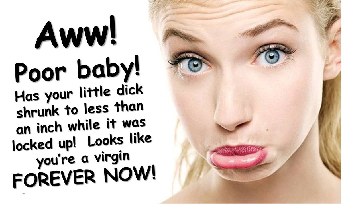 FemdomFusion's tweet photo. No sympathy for you ever shrinking cock....  #virginhumiliation #pussyfree #sph #cocklocked #cockcage #chastitycage #shrinkage #pindick #micropene #micropenis #sexuallyinadequate https://t.co/f6DuTpfeah