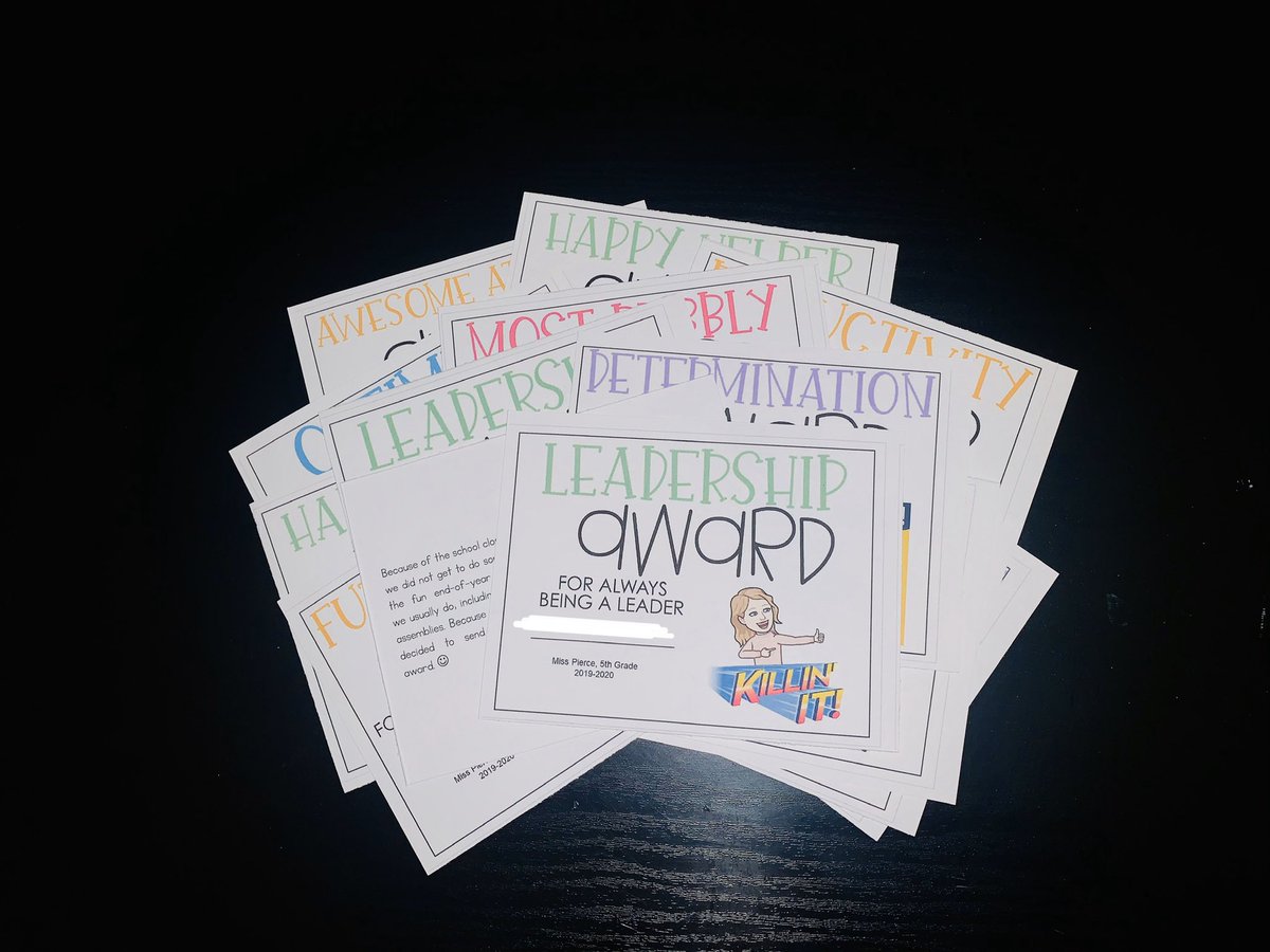 Some of my fifth graders have been upset about missing end of year activities, like award assemblies and field day, so I decided to make award postcards to mail home. <a href="/RosaPTweets/">Rosa Parks Elementary School</a> #middierising
