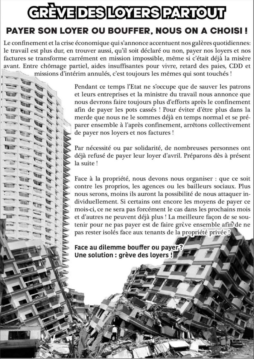 2020Greve's tweet photo. PAYER SON LOYER OU BOUFFER, NOUS ON À CHOISI !

Ça s'organise dans le grand ouest pour la #grevedesloyers , rejoignez le groupe telegram ("grevedesloyersgrandouest") https://t.co/JX2pOJMa2y