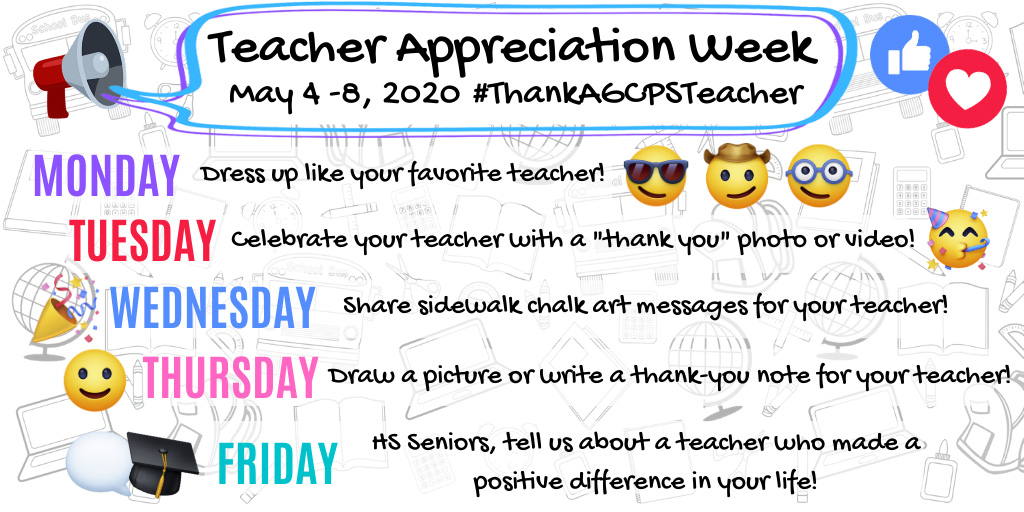 GwinnettSchools's tweet photo. It's National Teacher Appreciation Week! During this week, May 4-8, help us show appreciation for GCPS’ amazing teachers using #ThankAGCPSTeacher. Watch each day for a new way to celebrate our teachers! Learn more here: https://t.co/HoUxKVoITZ https://t.co/qOub3gL3Tz