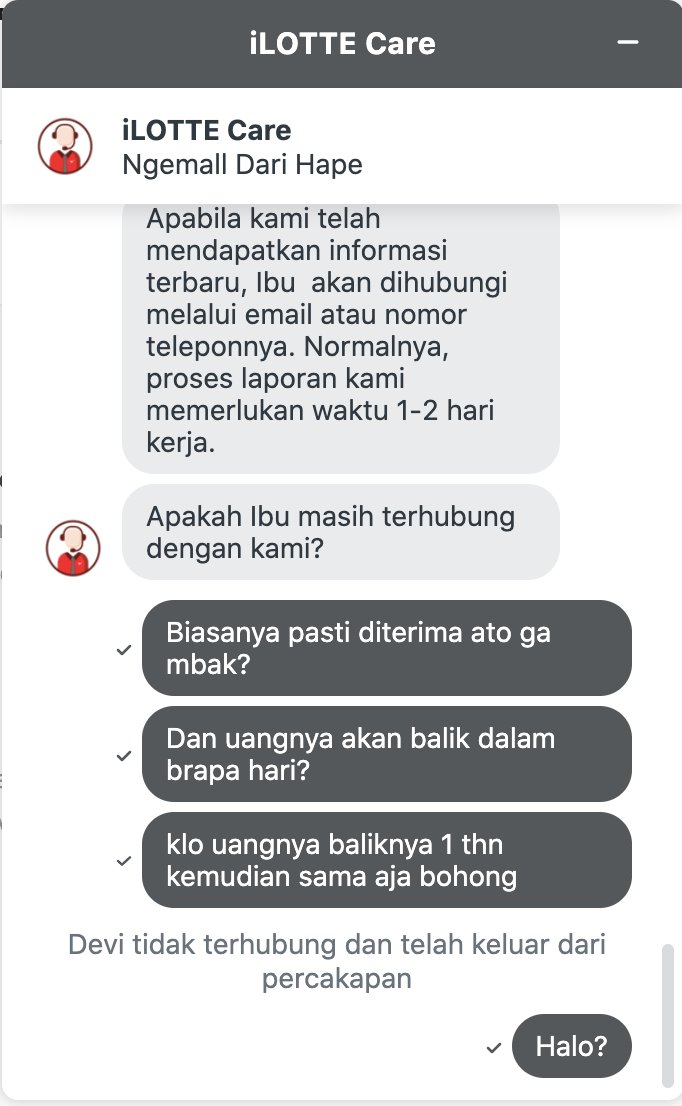 ichel09's tweet photo. And also, fix your goddamn customer service @iLOTTE_id. It's just PLAIN RUDE to leave your customer unanswered. Like WTF? At that point, I was not even finished with my questions 😡 https://t.co/C14TrrZRSR