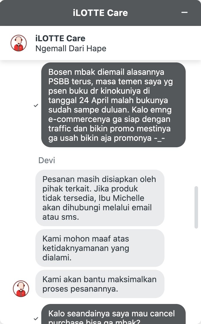 ichel09's tweet photo. And also, fix your goddamn customer service @iLOTTE_id. It's just PLAIN RUDE to leave your customer unanswered. Like WTF? At that point, I was not even finished with my questions 😡 https://t.co/C14TrrZRSR