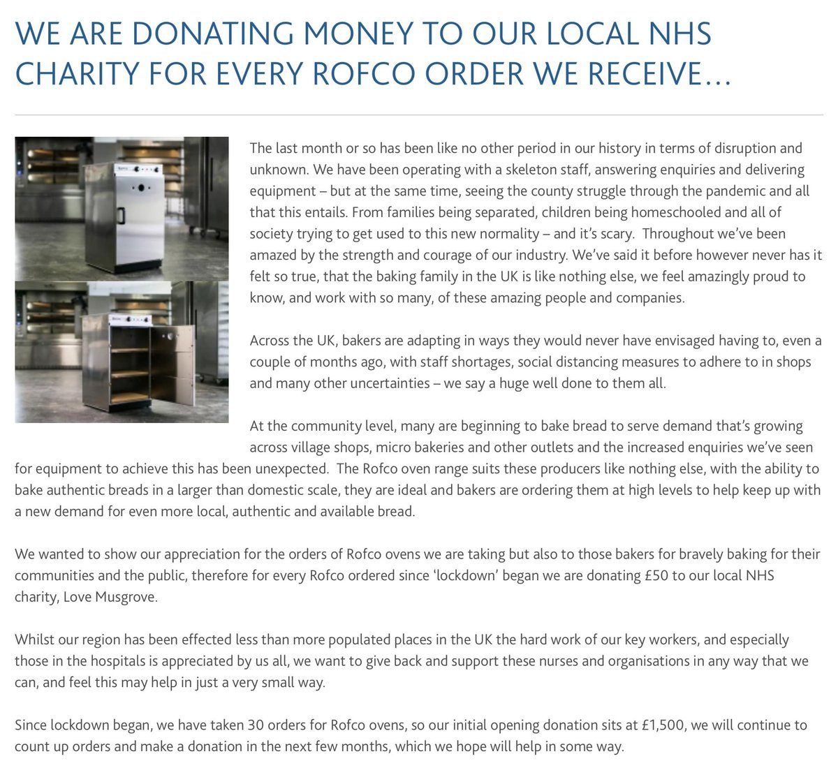 brook_food's tweet photo. WE ARE DONATING MONEY TO OUR LOCAL NHS CHARITY FOR EVERY ROFCO ORDER WE RECEIVE...
Read more here
#brookfood #bakeryequipment #lovemusgrove #nhs #rofco #rofcooven https://t.co/wGpokzDTDV