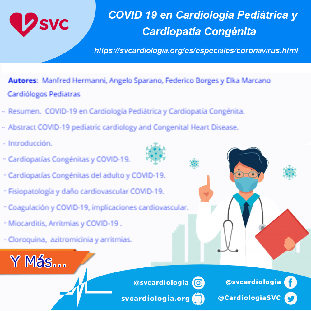 CardiologiaSVC's tweet photo. #CardioDato  Conozca sobre el #COVID-19 en Cardiología Pediátrica y Cardiopatía Congénita. >> https://t.co/W6Iez7c8EI  Por los Cardiólogos Pediatras Manfred Hermanni, Angelo Sparano, Federico Borges y Elka Marcano, #Cardiología #SVC @Lguevaramath @torresviera  @Susanacardio https://t.co/FMGcYZE2uO