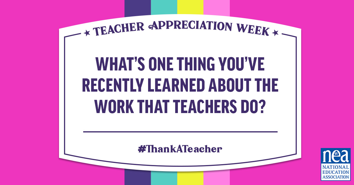 We're celebrating #TeacherAppreciationWeek! Each day we will virtually celebrate our educators with different activities &amp; messages of encouragement. Today we're asking - what is one thing that you've recently learned about the work that teachers do? #ThankATeacher #JCPSTeachWeek