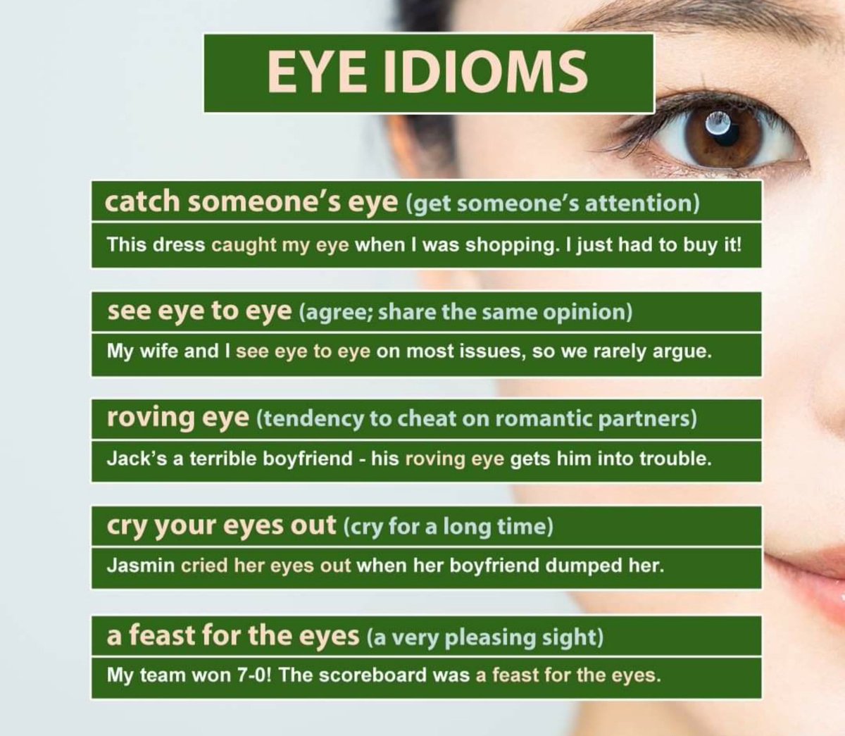 english2013's tweet photo. مصلحات وجمل فيها لفظ العيون لكن معناها مختلف مثال، cry your eyes out يبكي لفترة طويلة https://t.co/y21aEMuily