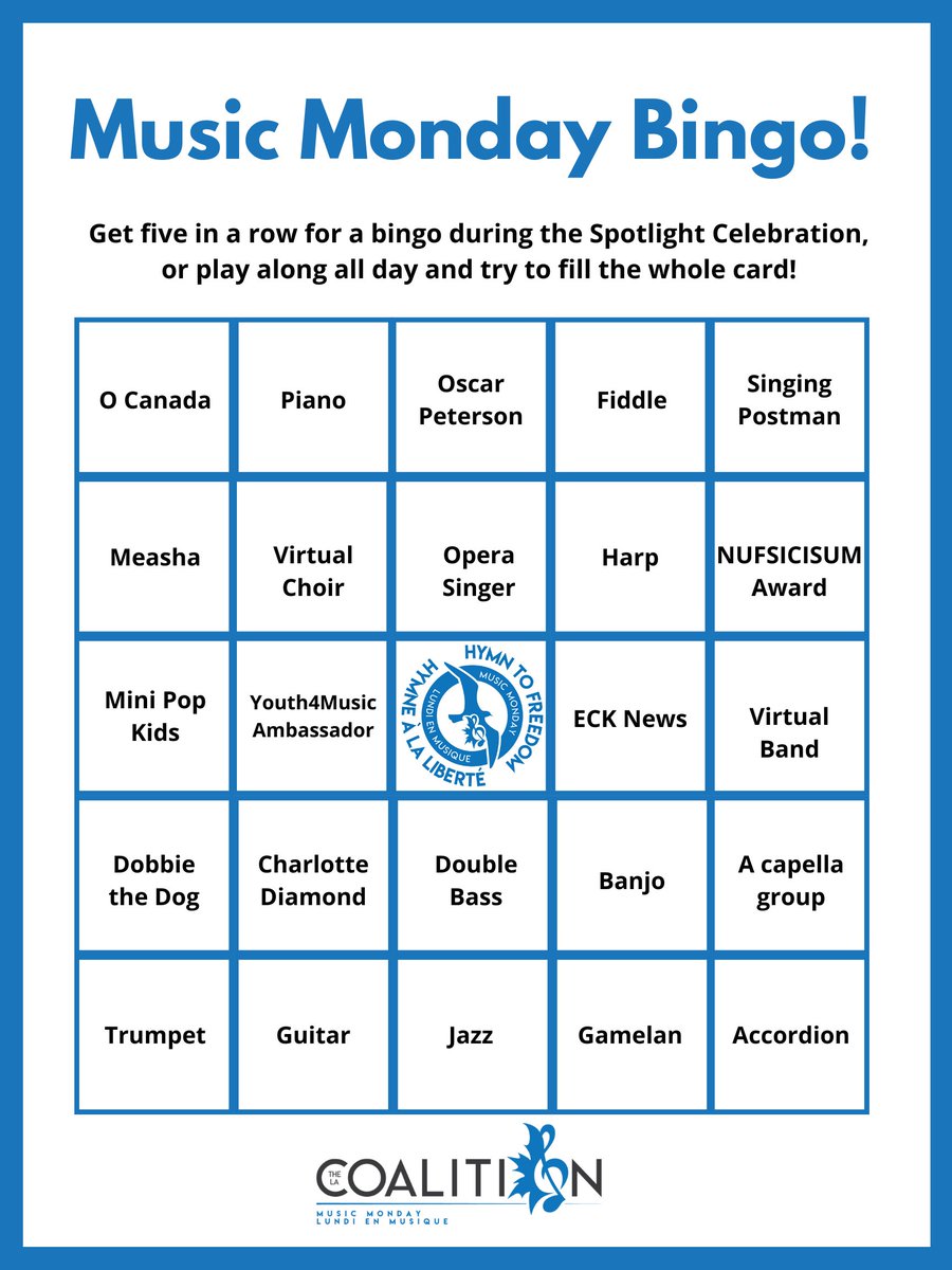 MusicEdCanada's tweet photo. Our segment from Atlantic Canada will be airing shortly after 10AM Eastern.  (Had a few bumps this morning getting going....)

Also, we crashed the website.  Working on that!  :)

Bingo cards are reposted here, too. 

Watch us on Facebook or on YouTube :

https://t.co/bJJRBA0WHa https://t.co/JRy2ndWV34