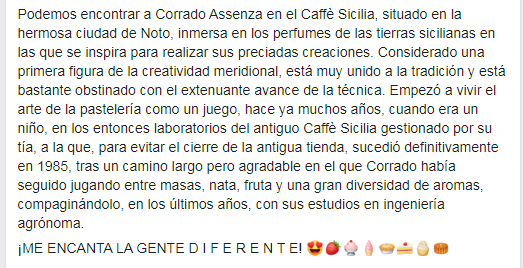 Este señor que ven en la foto es #corradoassenza , y no, no es un #chef ni tampoco #pastelero o al menos no tiene un papel que lo acredite... lo que si tiene son demasiados años de experiencia, el alquimista de la pastelería, le llaman... 🥰🍓🍰🍦🍨🍧🥧🧁🍮☕️🥮