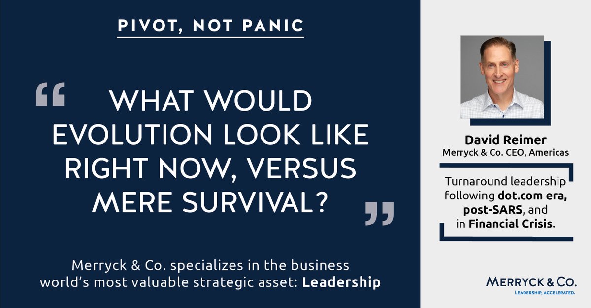 Merryckmentor's tweet photo. In times of crisis, it's important to #PivotNotPanic. Merryck's #leadership approach focuses on asking the right questions, not giving you the standard answers. Here's what we're asking ourselves as we pivot.

More insights in @DavidReimer's interview: https://t.co/d6aDzik3Tj https://t.co/HA5qrfrWG1