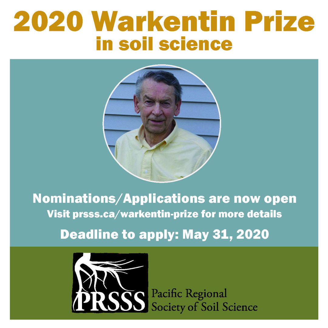 thePRSSS's tweet photo. The Warkentin Prize is the PRSSS's international award for students/graduates who have recently completed their thesis or published an article about Soil Science. Apply yourself or nominate your student. #soilscience #scholarship #PRSSS Apply by May 31, 2020 https://t.co/OILkg1s9BN