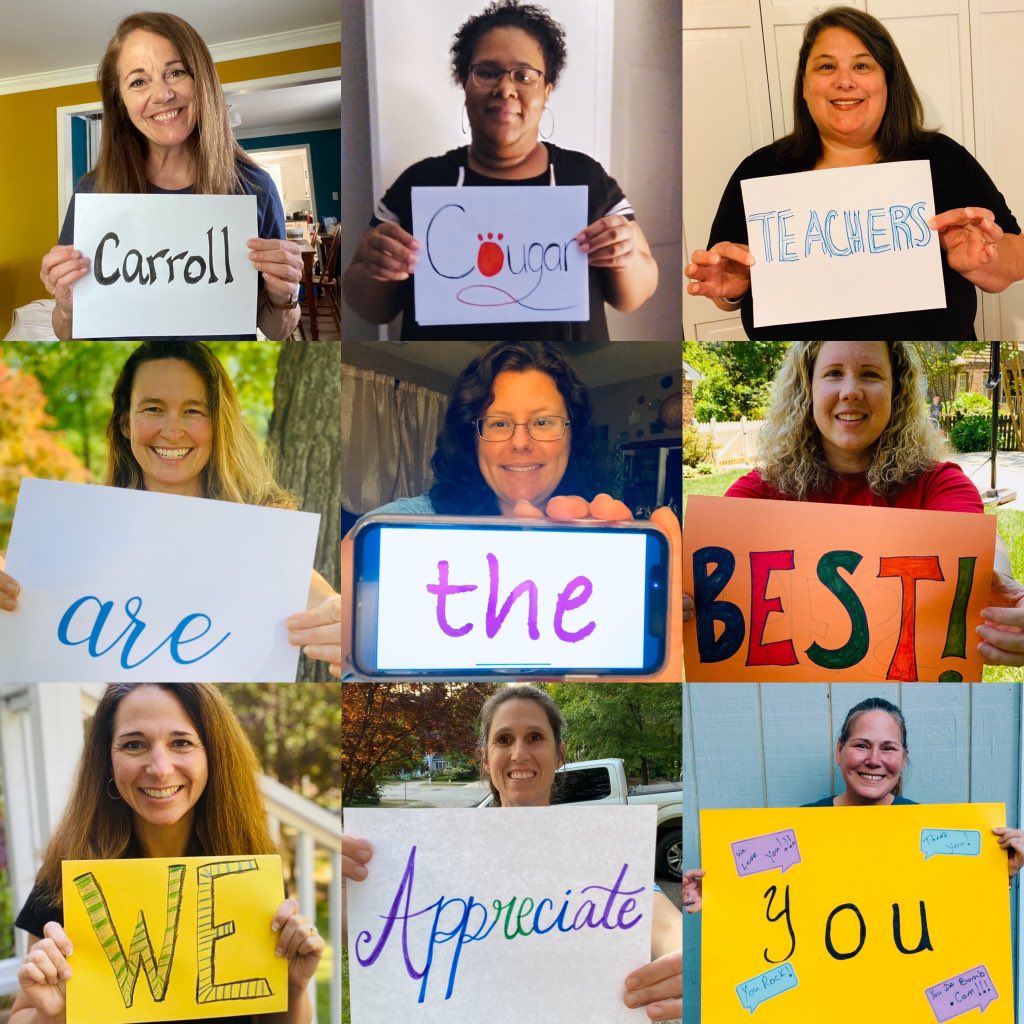 CMMSPTO's tweet photo. Teacher Appreciation Week is here! Your PTA board is BEYOND THANKFUL for our @CMMSCougars teachers!! How are you showing the virtual 💛🖤💛 this week? Share your photos and tag us &amp; your teachers! @MsMacWilliams https://t.co/gDmyYkb1LK