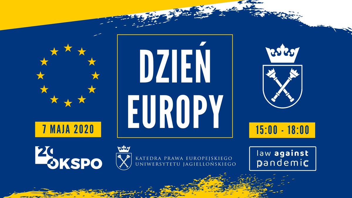 #EuropeDay at @WPiAUJ is a series of interesting short lectures by #EU experts and academics. This year, it will be an online event (in 🇵🇱), focused on the #European response to #COVIDー19. Registration: bit.ly/dzien-europy-2…. #lawagainstpandemic #EuropeanUnion @JuOffice