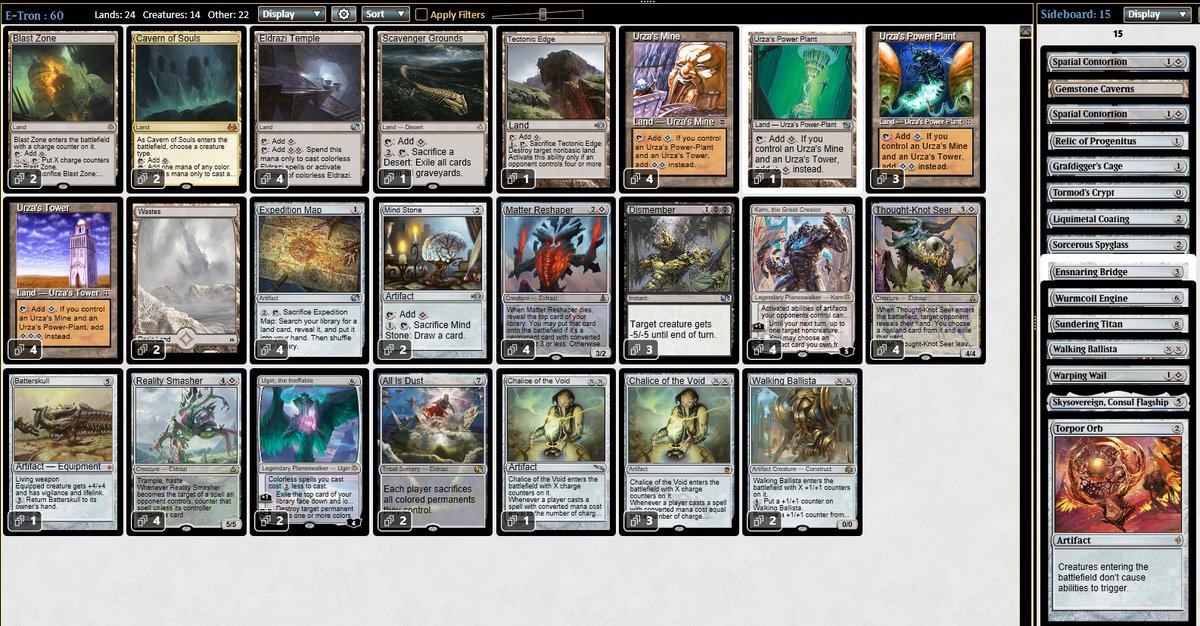 krejji_'s tweet photo. Running it back with E-tron in today's Super Qualifier. This will be my results thread. 

#streaming #twitchstreamer #twitchaffiliate #mtg #mtgo #modernmtg #modern #superqualifier #eldrazi #tron #magicthegathering #magiconline https://t.co/iwUAzVeZCi