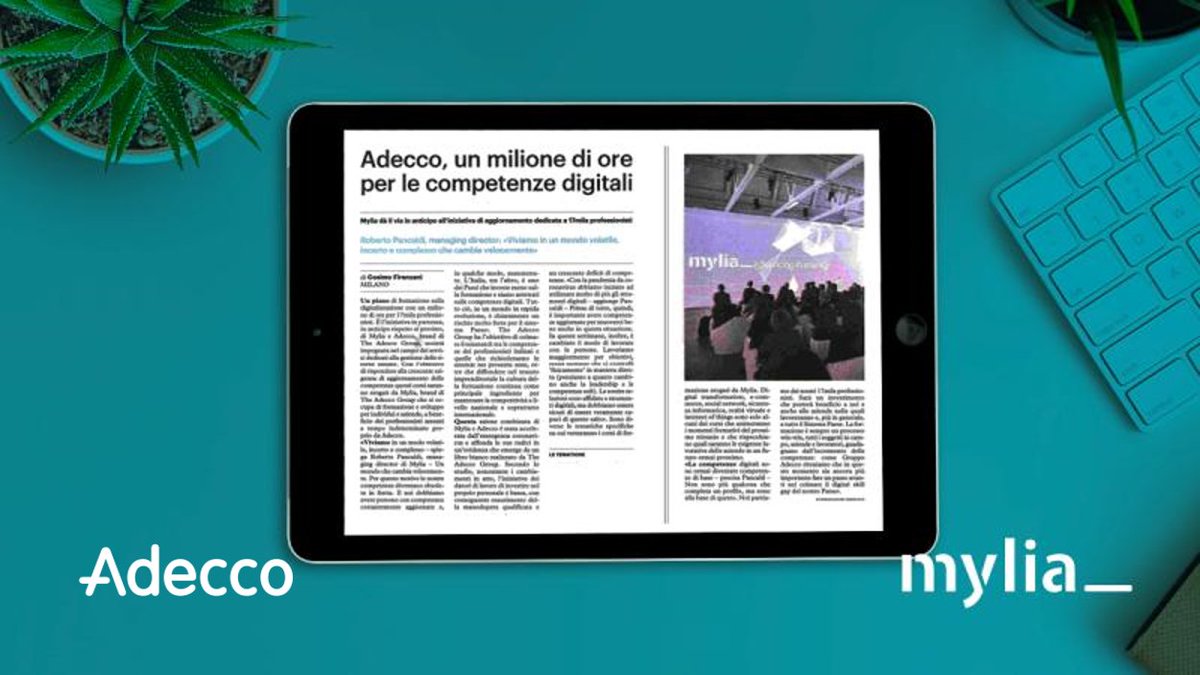 aamalacrida's tweet photo. Un milione di ore di formazione per 17mila professionisti per superare il #DigitalSkillGap. Questa il progetto @AdeccoItalia e #Mylia lanciato in anticipo con un'intevista al CEO @PancaldRoberto su @quotidianonet. #lifelonglearning #upskilling #reskilling https://t.co/pSnBaYusEG https://t.co/NPhWfo2aJQ