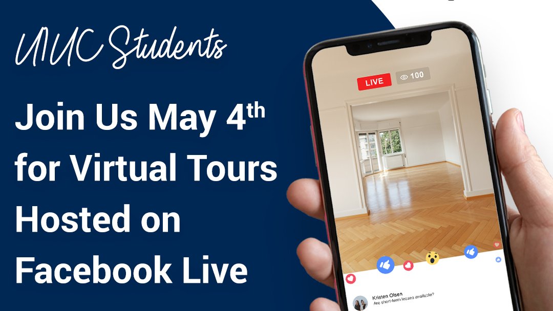 RentCollegePads's tweet photo. Need an apartment near @Illinois_Alma for the 2020-21 school year? Check out the virtual housing fair on the off-campus housing page (link below). The virtual fair goes from 11 AM to 4 PM today.
https://t.co/VB5X7MnWC9 https://t.co/LSN0bUKzsP