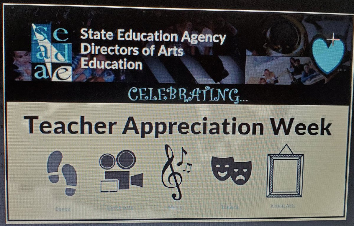 It's Teacher Appreciation Week. Check the Arts Instructional Resources, support for educators. seadae.org/arts-instructi…. <a href="/AATENow/">AATE</a> <a href="/aep_arts/">AEP | Arts Education Partnership</a> <a href="/Americans4Arts/">Americans for the Arts</a>  <a href="/Campaign4GenC/">Campaign for a Creative Generation</a> <a href="/MAEIAartsednet/">MAEIA ArtsEd Network</a> <a href="/NAEA/">NAEA</a> <a href="/NAfME/">nafme</a> @NDEOdance <a href="/NEAarts/">Nat'l Endow f/t Arts</a>  <a href="/PCG_US/">Public Consulting Group</a> <a href="/QuadrantArts/">Quadrant Research</a> @schooltheatre <a href="/YoungAudiences_/">Young Audiences Arts for Learning - National</a>