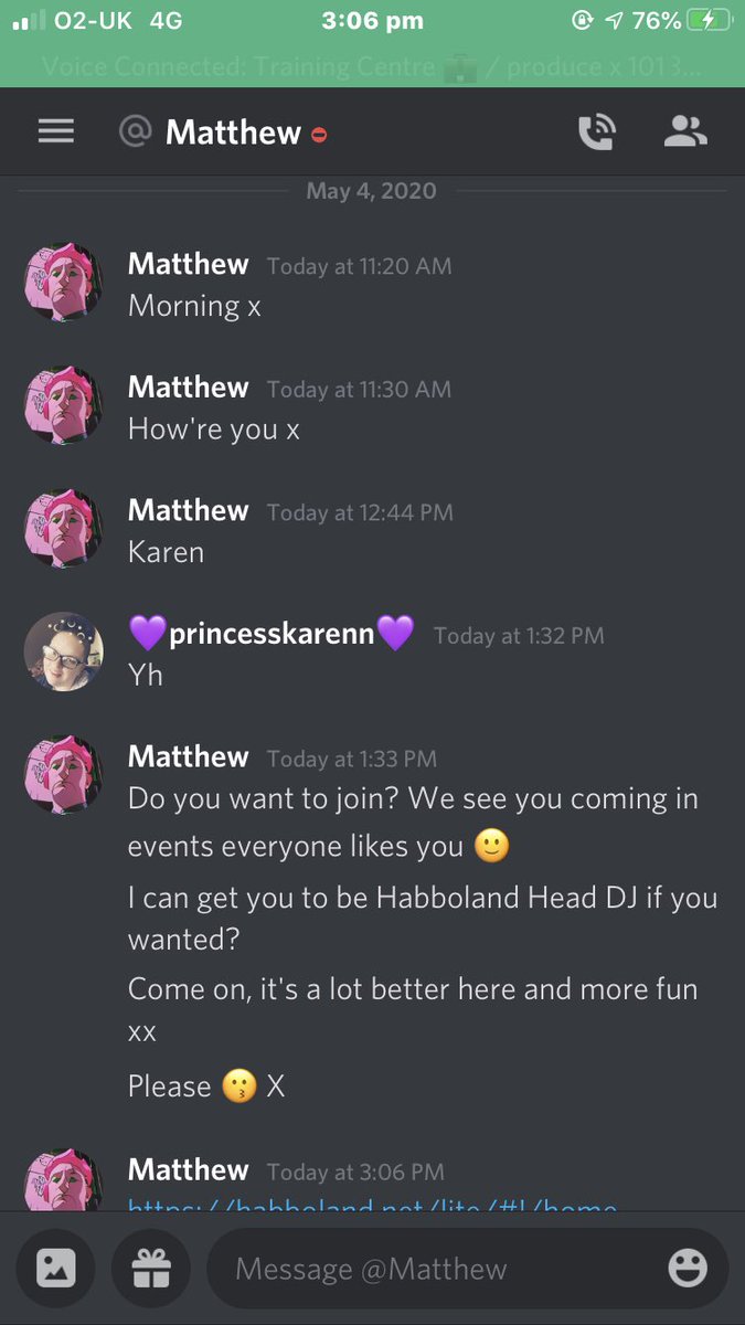 HabboNickishere's tweet photo. Leave the poor women alone. Literally you guys have asked her 4 times this week and every time she has said no. Please leave us alone with your staff stealing xoxoxox @HabboLandNET https://t.co/cpJh9m0h2s