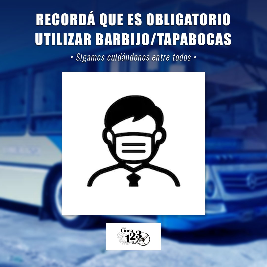 ⚠ Nos cuidamos entre todos: Recordá que es OBLIGATORIO el uso de barbijos/tapabocas como medida de prevención por el COVID-19 ⚠

#transportepublico #linea123 #colectivos #bondi #argentina
