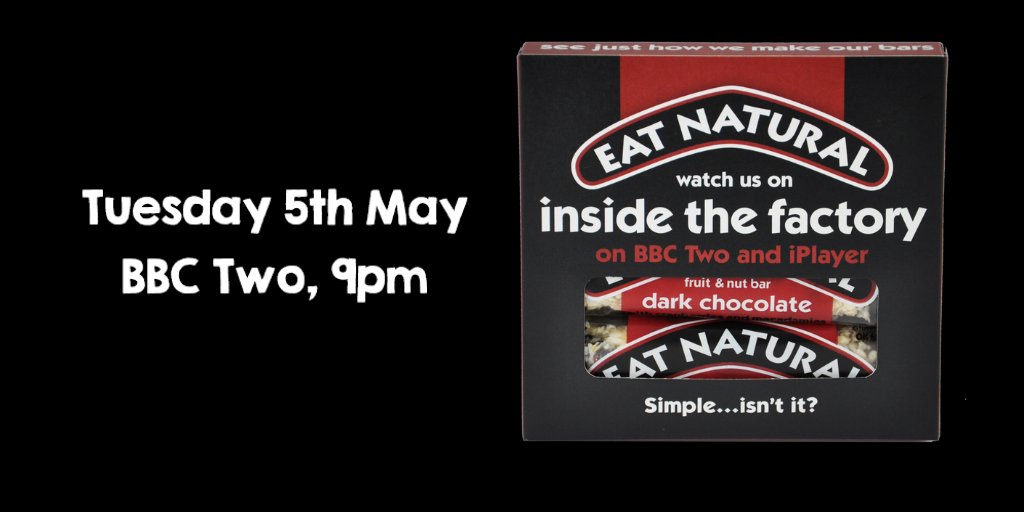 EatNaturalBars's tweet photo. Got any plans tonight? We'll be grabbing the popcorn and settling in to see ourselves on #insidethefactory. Let us know what you think!
#eatnatural #bbctwo #greggwallace #cherryhealey https://t.co/wdJxyMPFEM